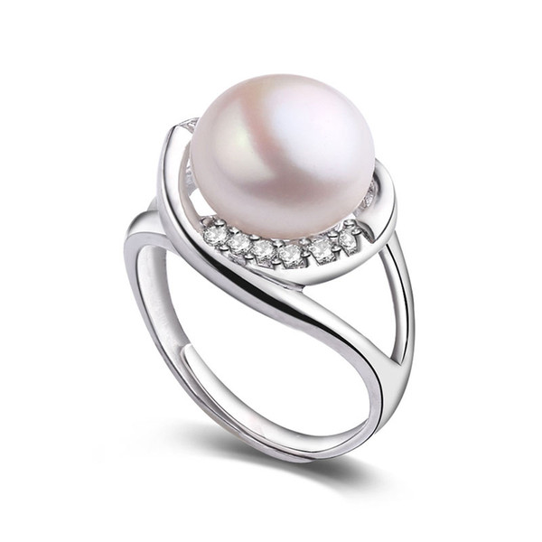 Natural Freshwater Pearl Ring 925 Silver Adjustable Rings Women Oblate 11-12mm Big White Yellow Purple Pearl Jewelry Accessories Wholesale