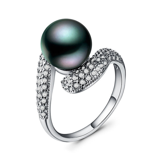 Luxury Pearl Gemstone Anniversary Brand Band Ring 925 Silver Filled Jewelry Rings for Birthday Party Gift Size 6-10