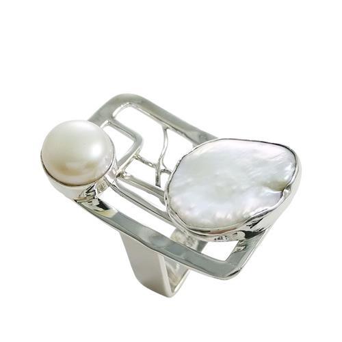 Pearl Ring in size6 7 8 9 fashion handmade silver jewelry for women and free shipping for fast delivery for R7495