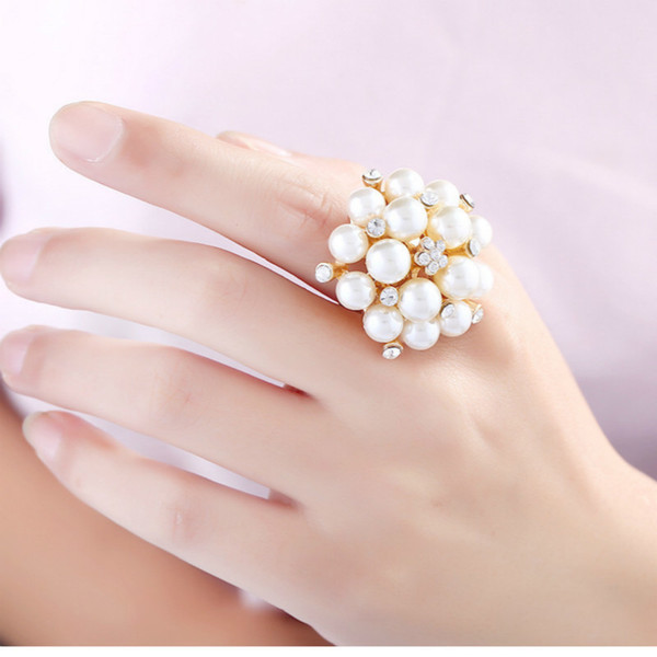 Top fashion women Pearl Ring Settings Sliver Plated Rings Adjustable size Jewelry Settings Christmas Statement Jewelry