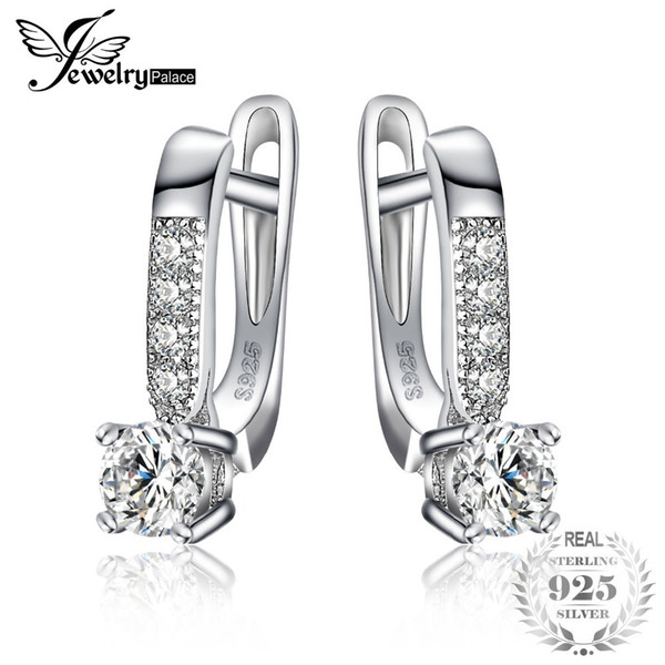 Jewelrypalace 1ct Cubic Zirconia Clip Earrings 925 Sterling Silver Wedding Anniversary Jewelry For Women Fashion Party Gift C19041201