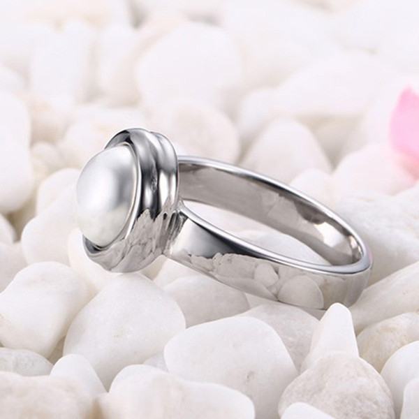 2017 new fashion High quality pearl rings for women 316L Stainless steel women pearl jewelry best friend gifts bijoux ring