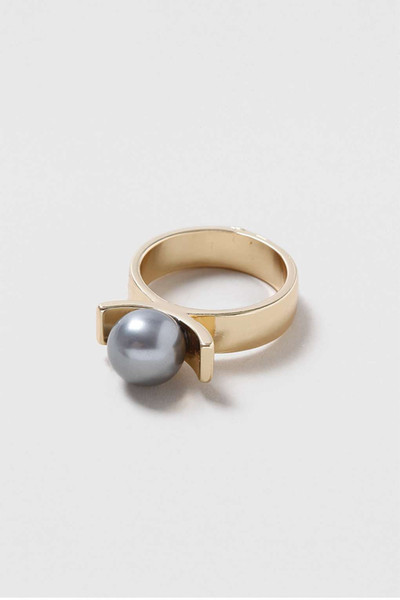 Brand Designer Gray Pearl Rings Personal Style Women Rings 18K Gold Plated Rings Size 17mm