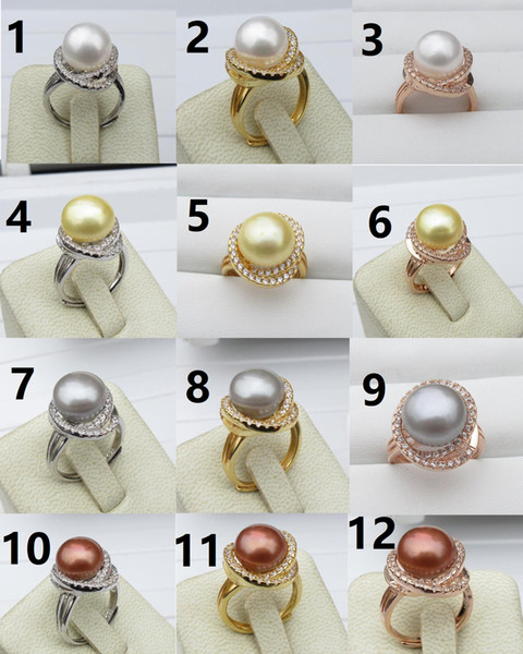 Pictures real photos real photos 11-13mm AAA+ south sea multicolour pearl 925S ring size adjustable