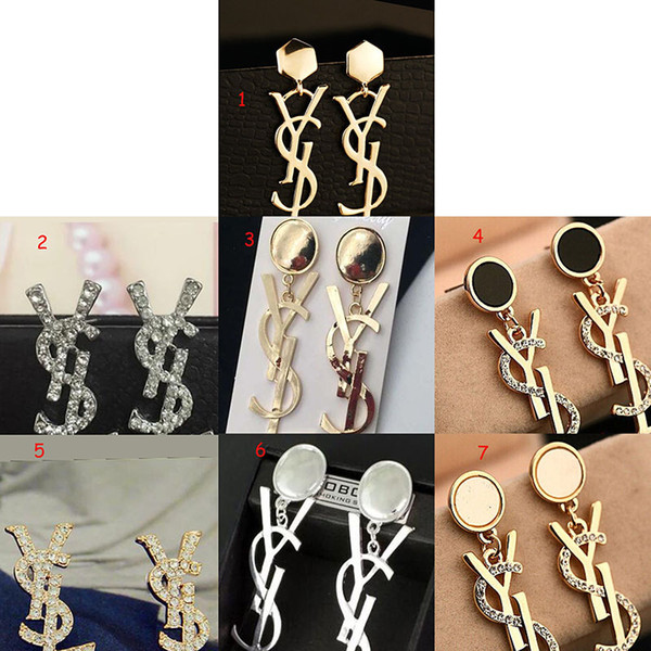 Eur Fashion Brand Letters Designer Earrings Gold Silver Letters Dangle Drop Earring For Women Wedding Party Jewelry Support Mix