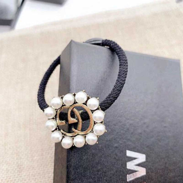 New Fashion Hollow Letter Gu Hair Rubber Bands Pearl Letters Hair Bands Women Girl Tie A Ponytail Jewelry Accessories