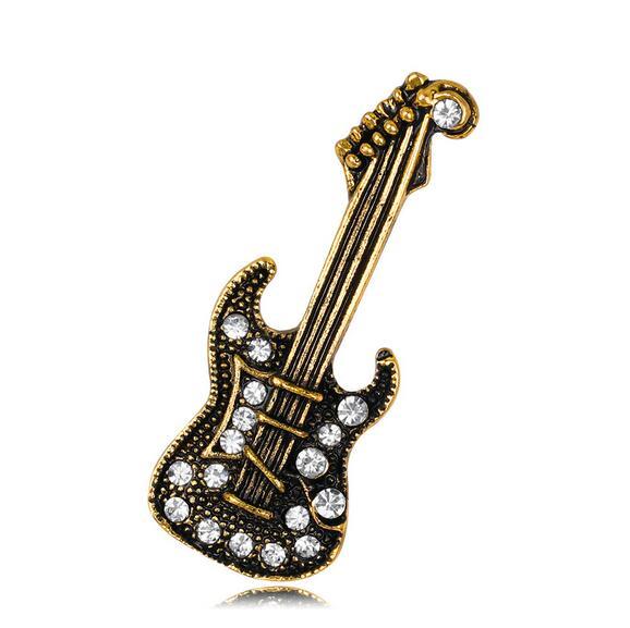 Charm Retro Crystal Violin Lapel Pins Brooch Women Men Delicate Corsage Party Prom Jewelry Costume Dress Accessory