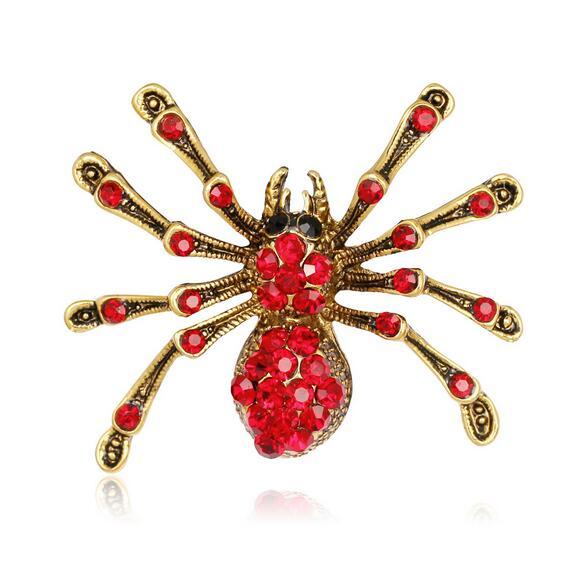 Personality Fashion Crystal Rhinestone Spider Lapel Pin Brooch Women Men Corsage Shirt Siuy Clothing Accessory Fashion Party Jewelry