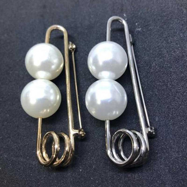 Fashion Women Pearl Brooch Pins Gold Silver Paperclips Brooches Scarf Clips Suit Lapel Pins Accessories Jewelry