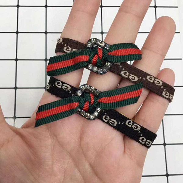 Random Fashion Geometry Hair Rubber Bands Red Green Striped Letters Hair Bands Women Girl Hair Jewelry Accessories