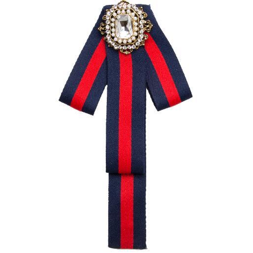 Luxury Geometry Square Crystal Diamante Brooches Sreiped Fabric Bowknot Corsage Necktie Styles Brooch Pins Women Suit Shirt Accessories