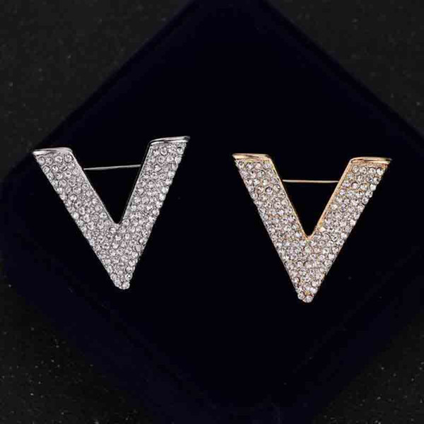Eur Fashion Letters Brooch Pins Gold Silver Crystal Rhinestone Brooch Women Girl Suit Lapel Pins Accessories Jewelry