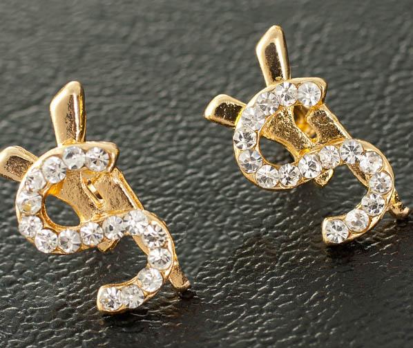 Exquisite Letters Earrings Clear Crystal Rhinestone Ear Studs Gold Silver Plated Erring Women Girl Wedding Party Jewelry Gift