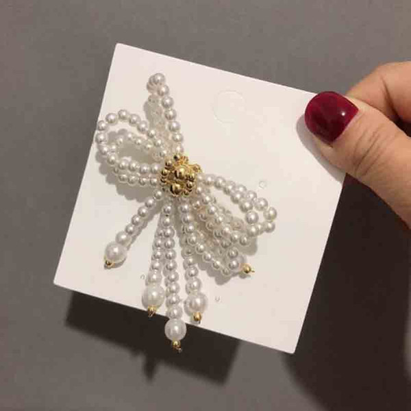 Korea Fashion Handmade Pearl Dragonfly Brooch Pins Corsage Smooth Pearl Brooches Scarf Clips For Women Suit Dress Accessories Jewelry