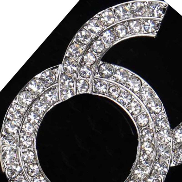 Fashion Bling Crystal Rhinestone Brooches Double Layers Letters Corsage Scarf Clips Women Girl Wedding Jewelry Accessories Support Mix