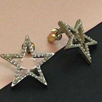 Fashion Pearl Srat Ear Studs With Double Layers Letters Earrings 925 Silver Needle Earring Women Girl Party Jewelry Gift