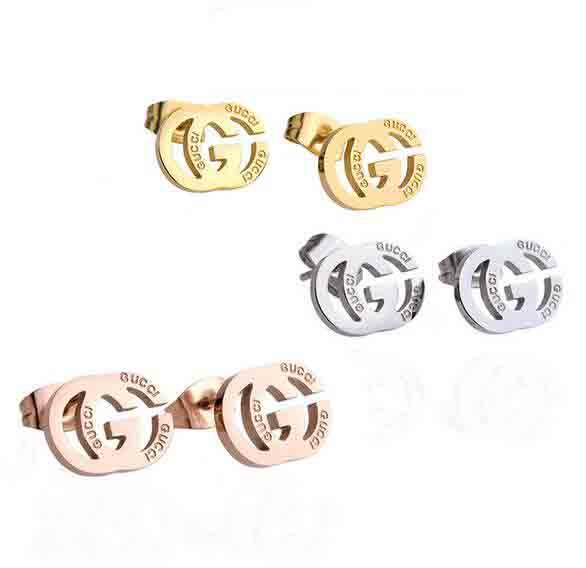 Fashion Brand Letters Gu Logo Earrings 3 Colors Steel Titanium Letters Er Studs For Women Girl Wedding Earring Jewelry