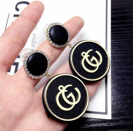 Geometry Cubic Round Dangle Earrings Brand Letters Design Eardrop Women Fashion Ear Studs Wedding Party Jewelry 5.5*3cm