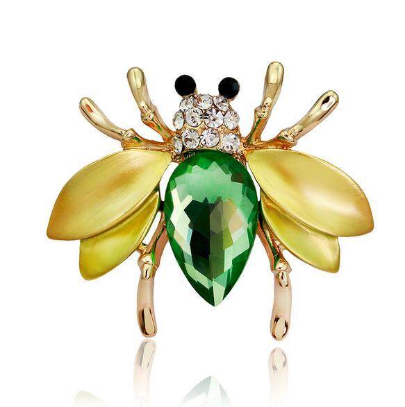 Lovely Delicate Crystal Enamel Bee Lapel Pins Corsage Badge Women Men Suit Shirt Hats Accessory Alloy Brooches Fashion Jewelry