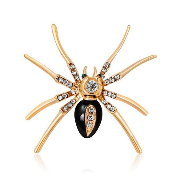 Vintage Insect Spider Brooch Collar Pins Men Women Crystal Enamel Corsage Brooches Wedding Jewelry Clothing Accessories