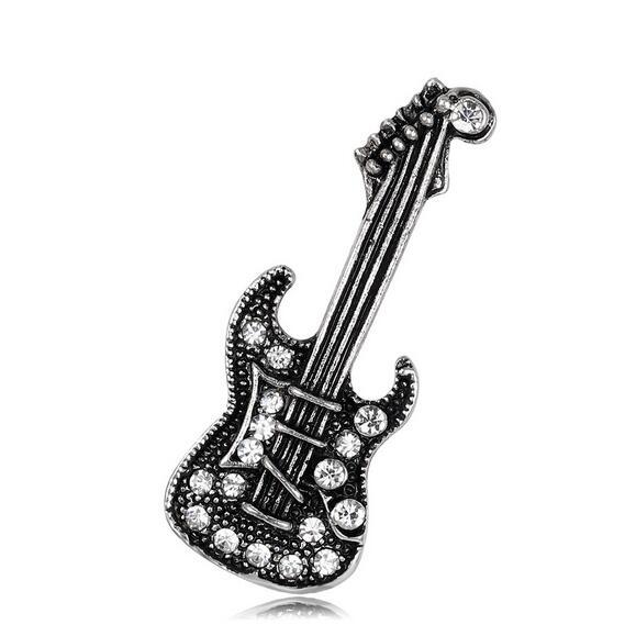 Vintage Gold Silver Violin Lapel Pins Crystal Rhinestone Corsage Brooch Women Men Lovely Brooches Party Jewelry Costume Accessory