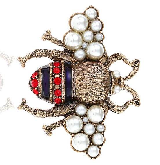 Retro Bee Letters 1:1 Logo Brooches Lapel Pins Crystal Enamel Broach For Women Collar Pins Accessory Party Jewelry Gift