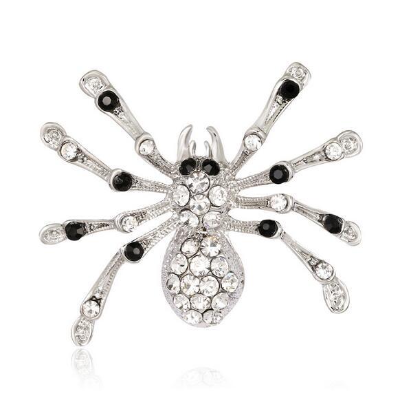 Europe Vouge Crystal Rhinestone Spider Lapel Pins Brooch Men Women Insect Brooches Retro Jewelry Clothing Accessory
