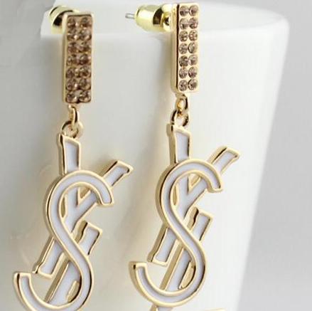 New Luxury Brand Letters ys Earrings White Enamel Letters Dangle Drop Ear Studs Earrings Women Girl Wedding Party Jewelry