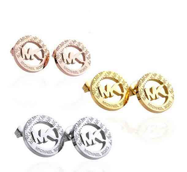High Quality Steel Titanium Ear Studs Hollow Letters Micheal Earrings Brand Logo Design Earring Women Girl Party Jewelry Accessories