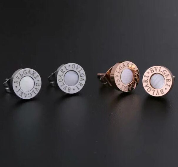 Women Fashion Brand Letters Logo Earrings Round Steel Titanium Letters Ear Studs For Women Girl Party Jewelry Accessories