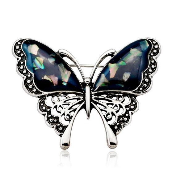 Europe Retro Insect Butterfly Brooch Corsage Crystal Shell Collar Pins Women Girl Dress Scarf Hats Accessories Brooches Jewelry