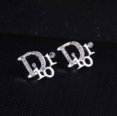Fashion Hollow Letters Ear Studs Shining Crystal Rhinestone Earring Gold Silver Ear Studs Women Girl Party Jewelry Accessories