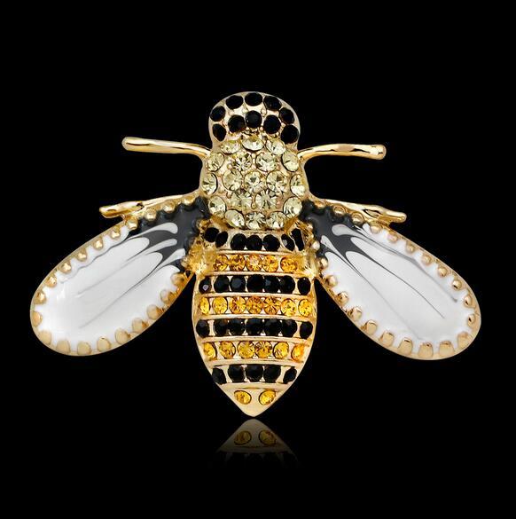 Vintage Fashion Insect Bee Brooch Collar Pins Clear Crystal Rhinestone Corsage Women Men Costume Accessory Brooches Jewelry