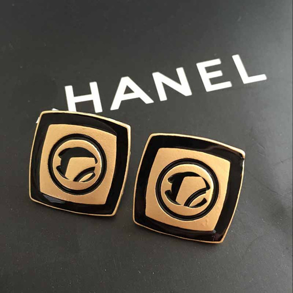 Baroque Chic Geometry Square Earrings Brand Letters Coc Ear Studs 18K Gold Plated Earring Women Girl Party Jewelry Gift