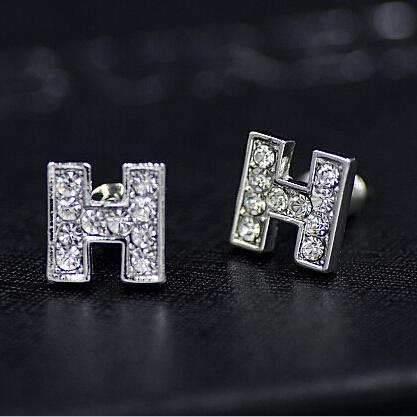 Fashion Brand Letters H Earrings Delicate Crystal Rhinestone Ear Studs Silver Plated Earring Women Girl Wedding Jewelry Gift Accessories