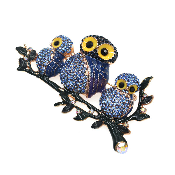 30pcs/New design hot sales Crystals Alloy Multicolor Bird Owl Brooch Broach Pin Jewelry Light Rhinestone