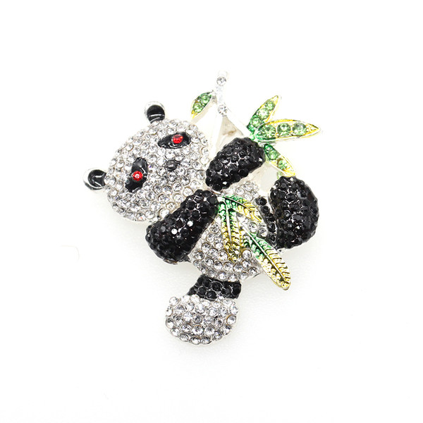 50 pcs/lot New New bamboo panda pin black and white panda brooch surrounded by green bamboo for gift