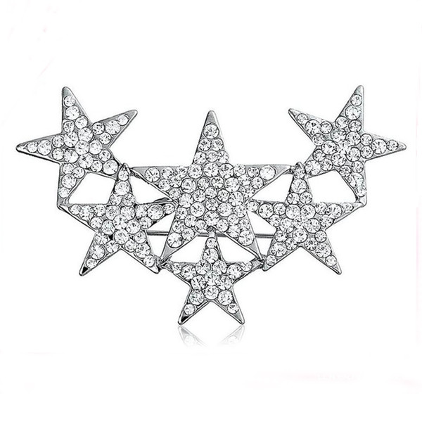 50pcs or 100pcs New Shiny Star Brooch Pin Transparent Glass Rhinestone Party Overlay Star Brooch for Gift