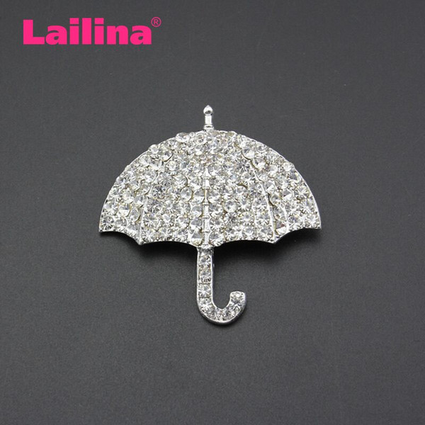 100 pcs /lot Bling white Rhinestone Crystal Umbrella Brooch Decorative Garment Accessories Wedding Bridal Brooch Pin