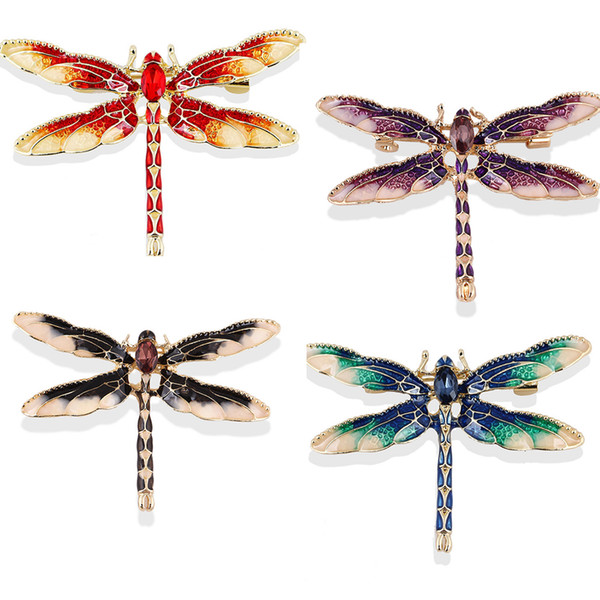 50pcs/New a lot fashion color diamond dragonfly brooch crystal dragonfly brooch drop of oil blending