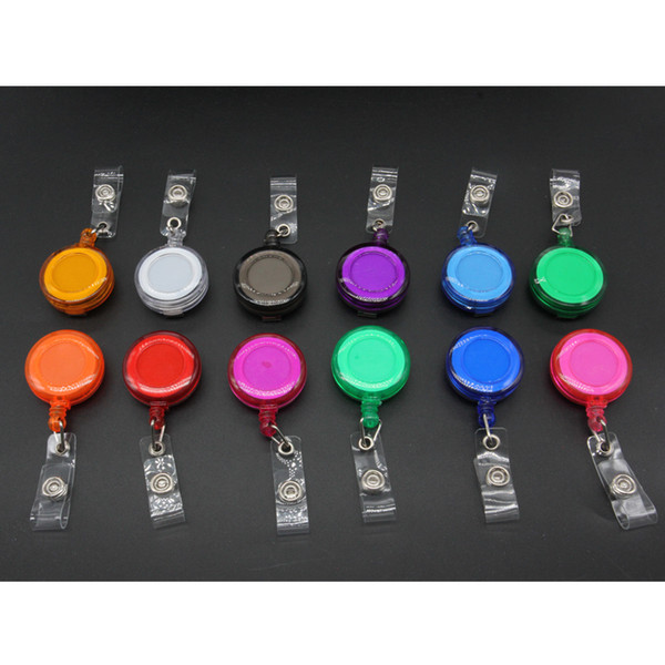 12pcs/lot Solid Color Id Badge Holder Mix Color Retractable Badge Pulling Reel Holder