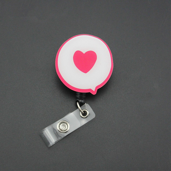 20pcs/a lot New Arrival Hard Plastic Carton Heart Shape Nurse Retractable ID Badge Holder Reel