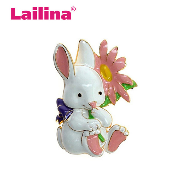 100pcs/New Fashion Crystal Rabbit Easter Brooch Enamel Bunny Brooch Pin