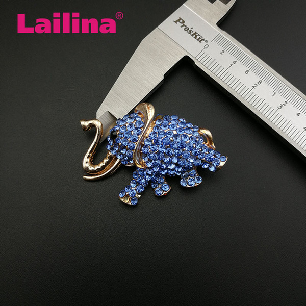 Fashion Blue Crystal Rhinestone Elephant Brooch Custom Animal Jewelry Brooches Pins