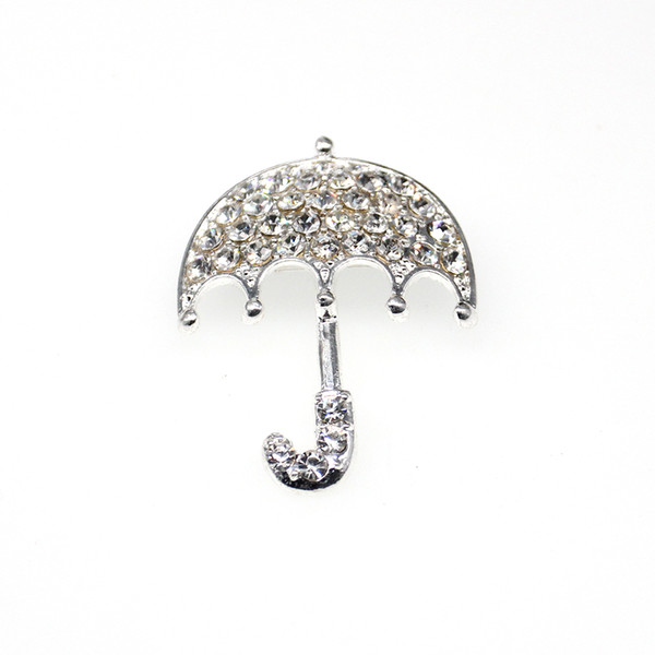 1pcs/Cute and interesting transparent rhinestone silver princess umbrella brooch