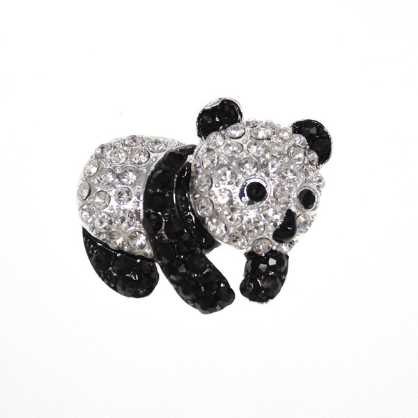 50 pcs/lot New Black And White Panda Brooch Rhinestone Crystal Animal Brooch Cute animal brooch