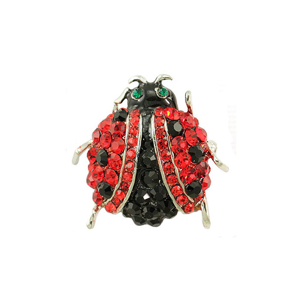 10pcs/lot Red and Black Austrian Crystal Bug Brooch In Gold Plating - 40mm Length Ladybug Brooch Pin