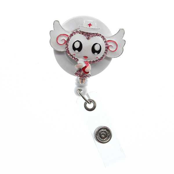 10 pcs/a lot New Design Medical Nurse Angel wing Girl ID Badge Holder Angel girl embracing pill Retractable Badge Reel