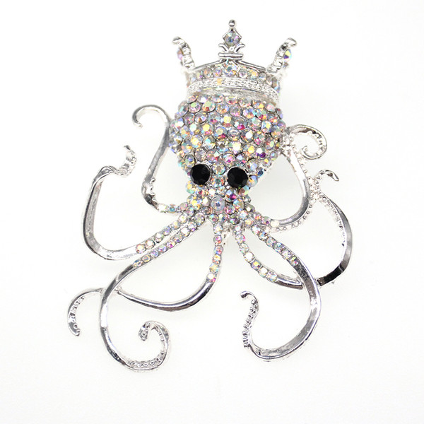 50pcs/New a lot Fashionable wholesale Clear rhinestone Crystal Octopus Brooch Pin Ocean Animal Brooch Pin Jewelry