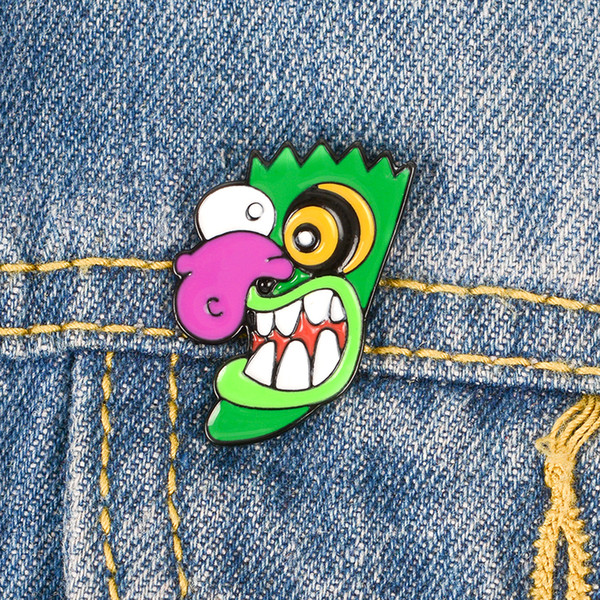 Strange Species With Long Green Nose Enamel Brooch Denim Clothes Bag Lapel Pin Button Badge Cartoon Jewelry Gift For Kids